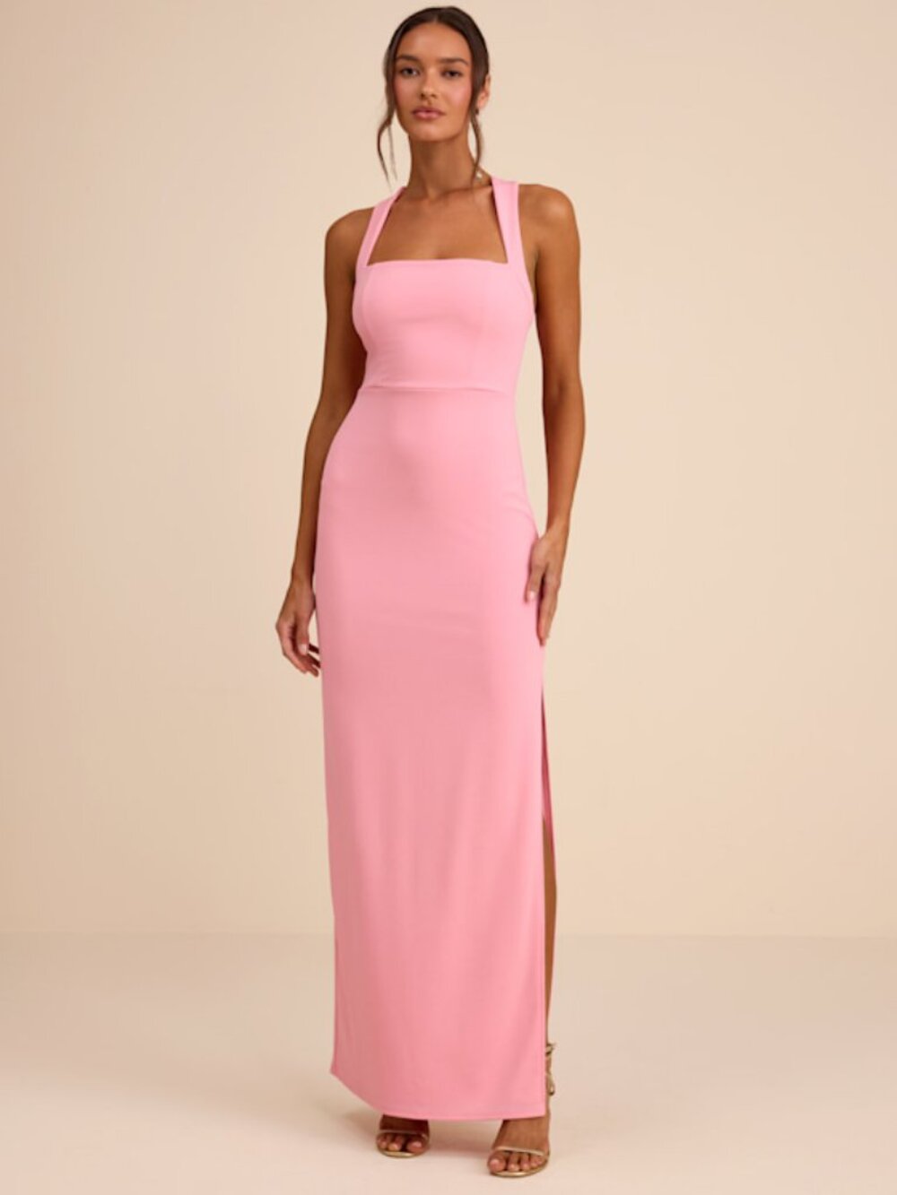 Lulus Glamorous Dedication Light Pink Column Maxi Dress XL